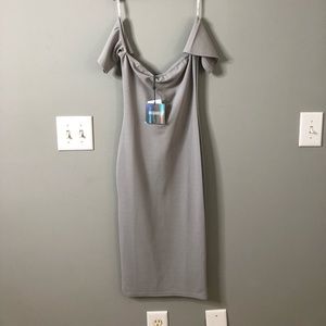 Never worn off the shoulder gray bodycon dress
